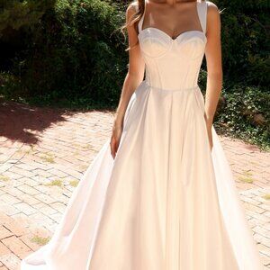 New wedding dress,white bridal corset style long gown